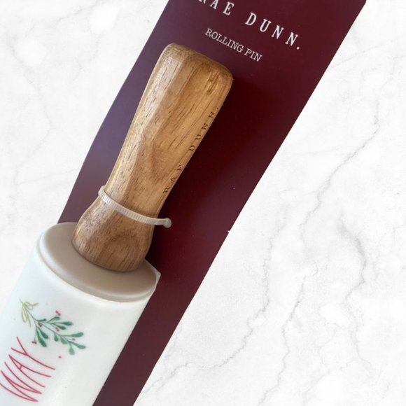 Rae Dunn Holiday Rolling Pin Jingle All The Way White - Picture 3 of 6